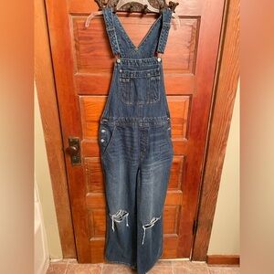 Old Navy Blue Jean Overalls Denim Distressed